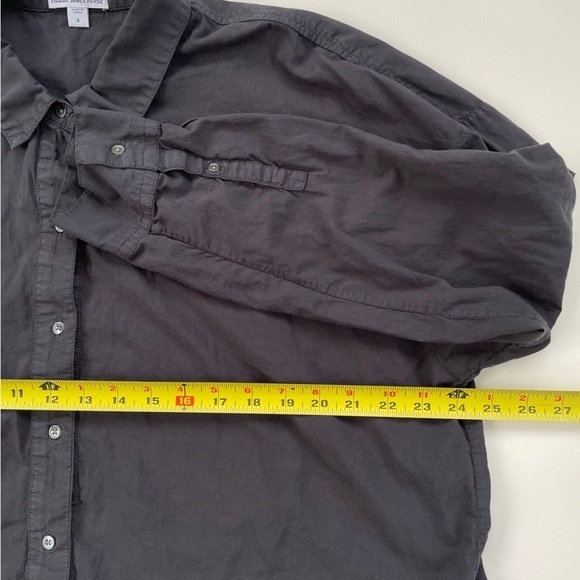 James Perse Women's Black Oversized Cotton Lawn Cropped Button Down Shirt XL - Picture 7 of 8